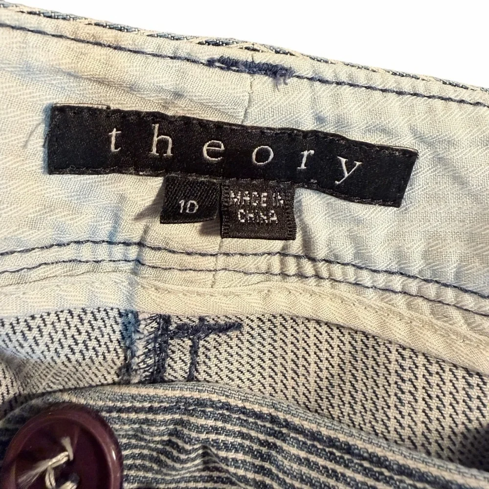 Theory ‘Laurice / Bretagne’ Blue & White Railroad Stripe Skinny Jeans Size 10